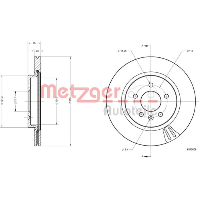 Metzger 6110808 Bremsscheibe Metzger 6110808 Bremsscheibe