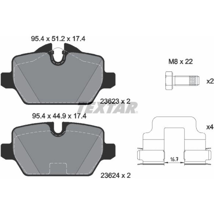 Textar 2362381 Bremsbelagsatz, Scheibenbremse epad