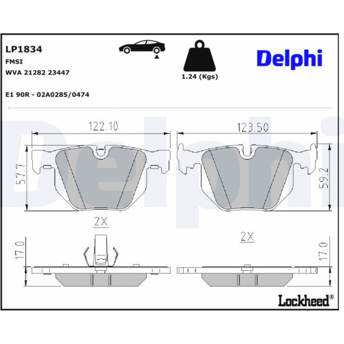 Delphi LP1834 Bremsbelagsatz, Scheibenbremse