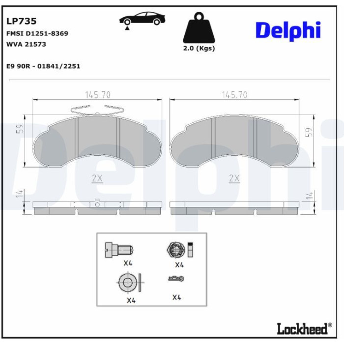 Delphi LP735 Bremsbelagsatz, Scheibenbremse Delphi LP735 Bremsbelagsatz, Scheibenbremse