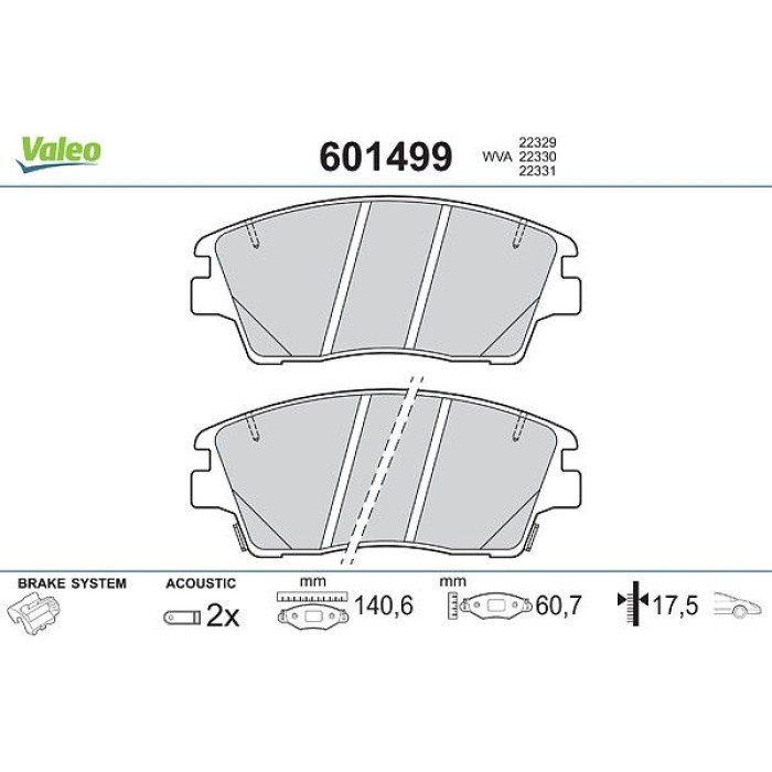 Valeo 601499 Bremsbelagsatz, Scheibenbremse Valeo 601499 Bremsbelagsatz, Scheibenbremse