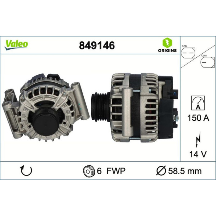 Valeo 849146 Generator ORIGINS Valeo 849146 Generator ORIGINS