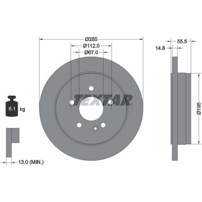 Textar 92090003 Bremsscheibe PRO Textar 92090003 Bremsscheibe PRO