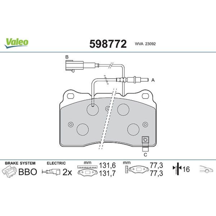Valeo 598772 Bremsbelagsatz, Scheibenbremse Valeo 598772 Bremsbelagsatz, Scheibenbremse