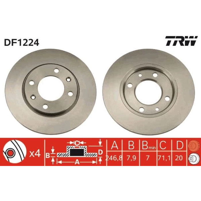TRW DF1224 Bremsscheibe