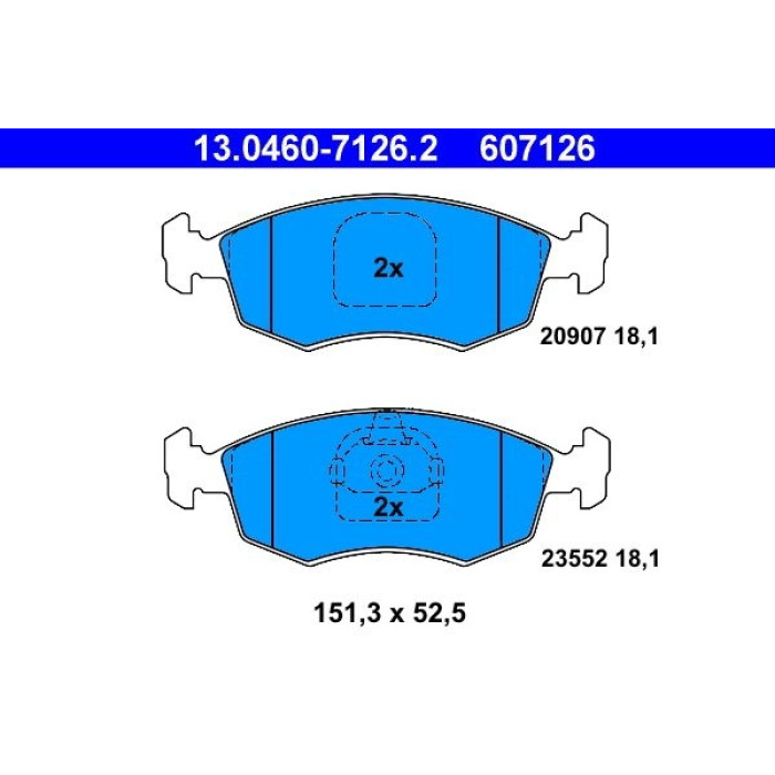 ATE 13.0460-7126.2 Bremsbelagsatz, Scheibenbremse