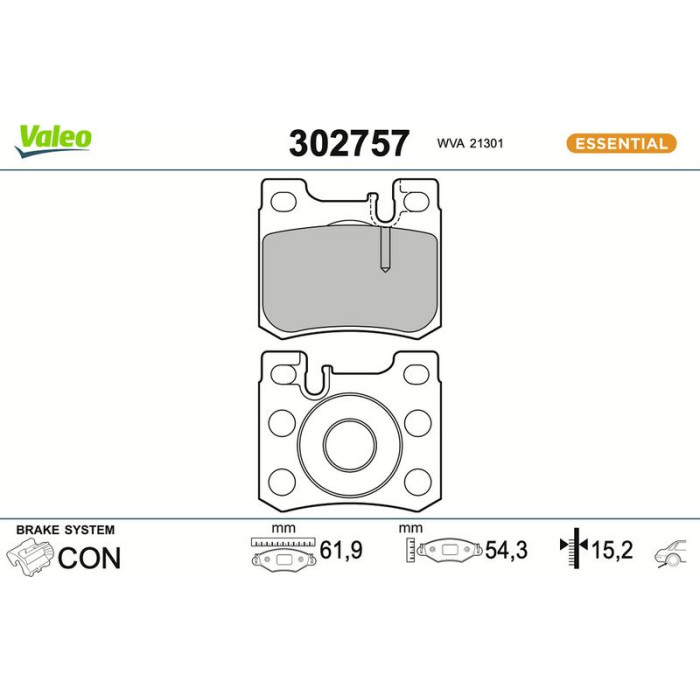 Valeo 302757 Bremsbelagsatz, Scheibenbremse ESSENTIAL