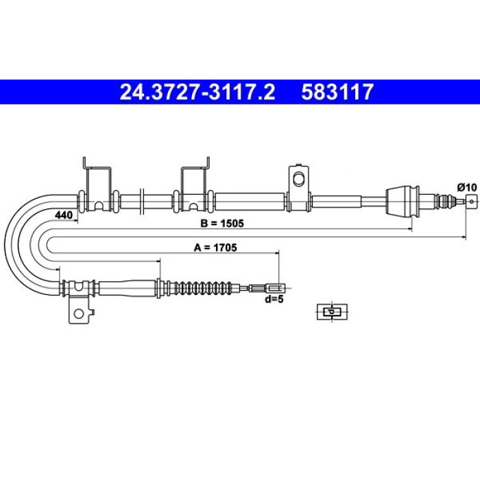 ATE 24.3727-3117.2 Seilzug, Feststellbremse ATE 24.3727-3117.2 Seilzug, Feststellbremse