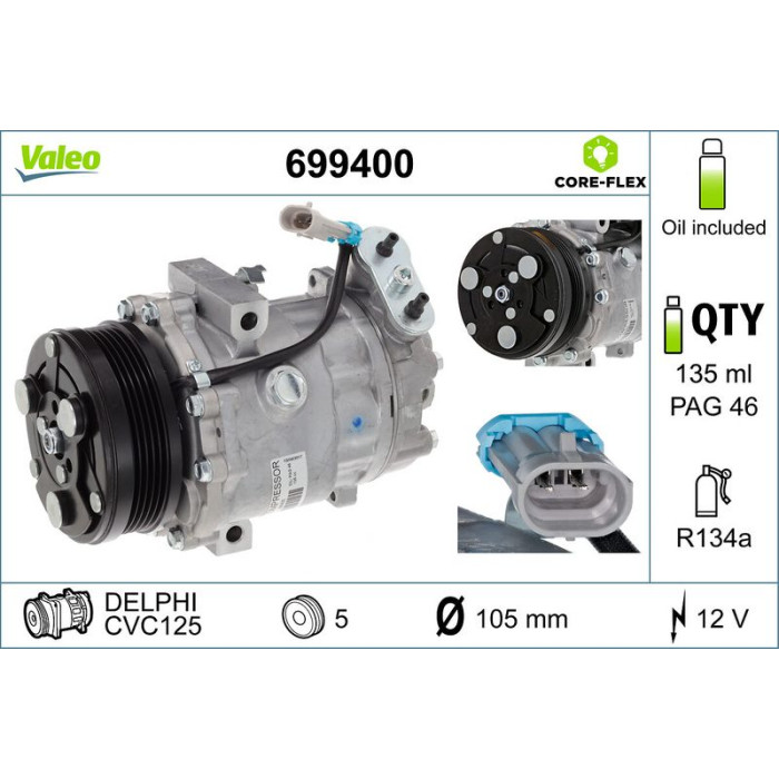 Valeo 699400 Kompressor, Klimaanlage CORE-FLEX Valeo 699400 Kompressor, Klimaanlage CORE-FLEX