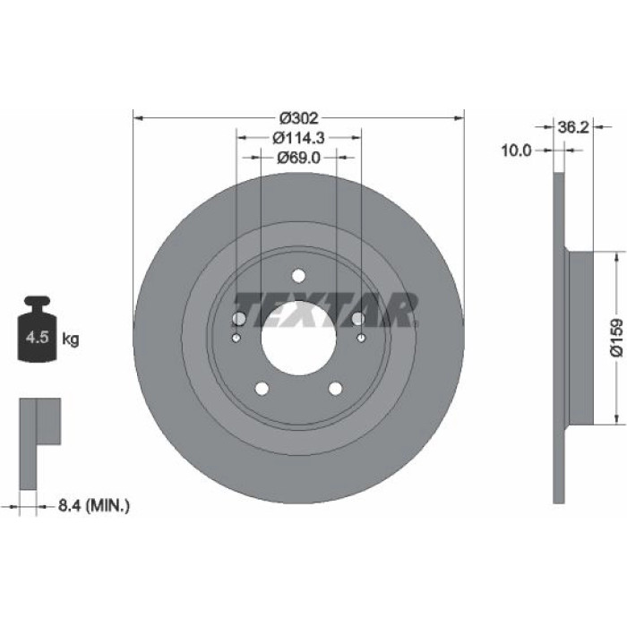 Textar 92267403 Bremsscheibe PRO