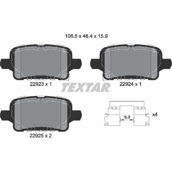Textar 2292301 Bremsbelagsatz, Scheibenbremse Textar 2292301 Bremsbelagsatz, Scheibenbremse