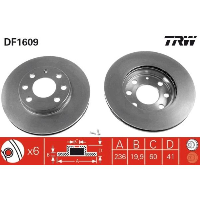 TRW DF1609 Bremsscheibe TRW DF1609 Bremsscheibe
