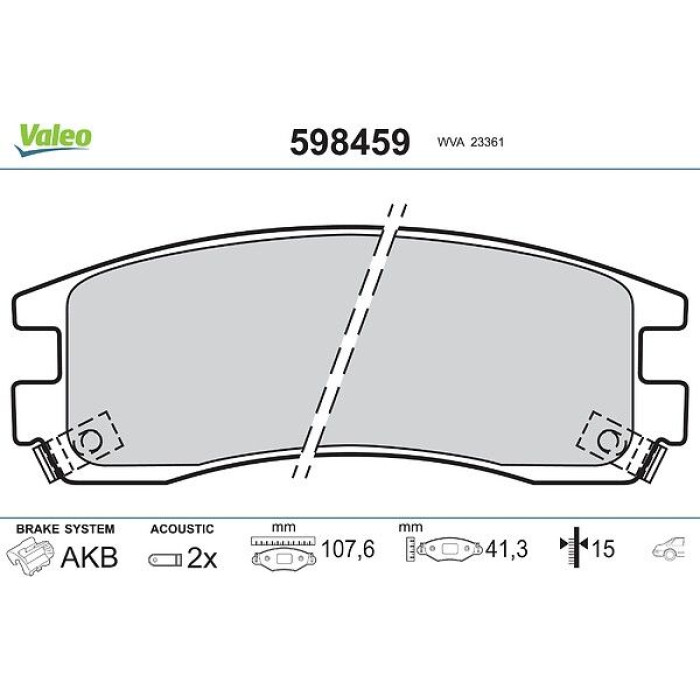 Valeo 598459 Bremsbelagsatz, Scheibenbremse