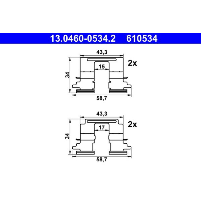 Zubehörsatz, Scheibenbremsbelag 13.0460-0534.2 Zubehörsatz, Scheibenbremsbelag 13.0460-0534.2
