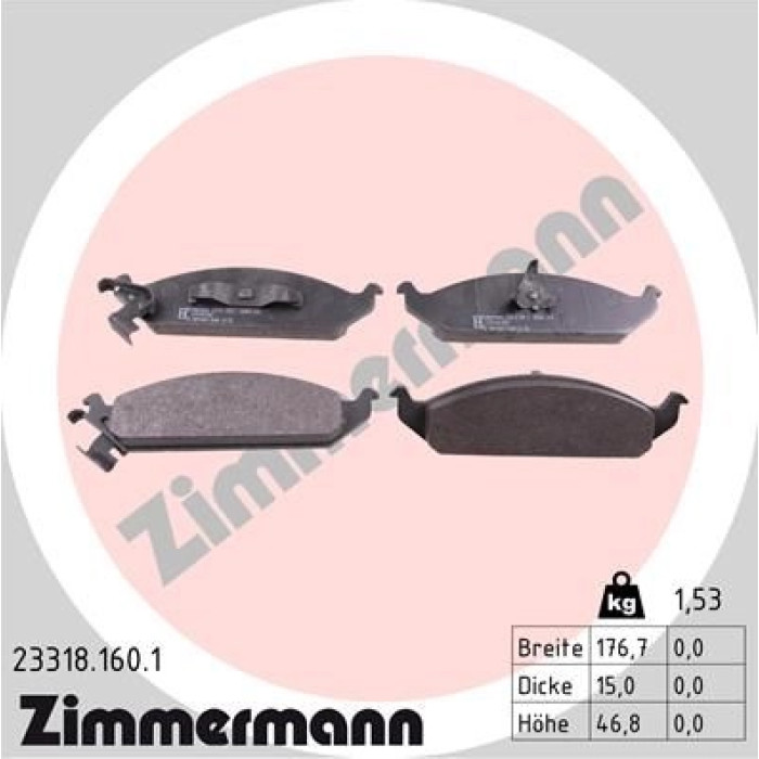 Zimmermann 23318.160.1 Bremsbelagsatz, Scheibenbremse Zimmermann 23318.160.1 Bremsbelagsatz, Scheibenbremse