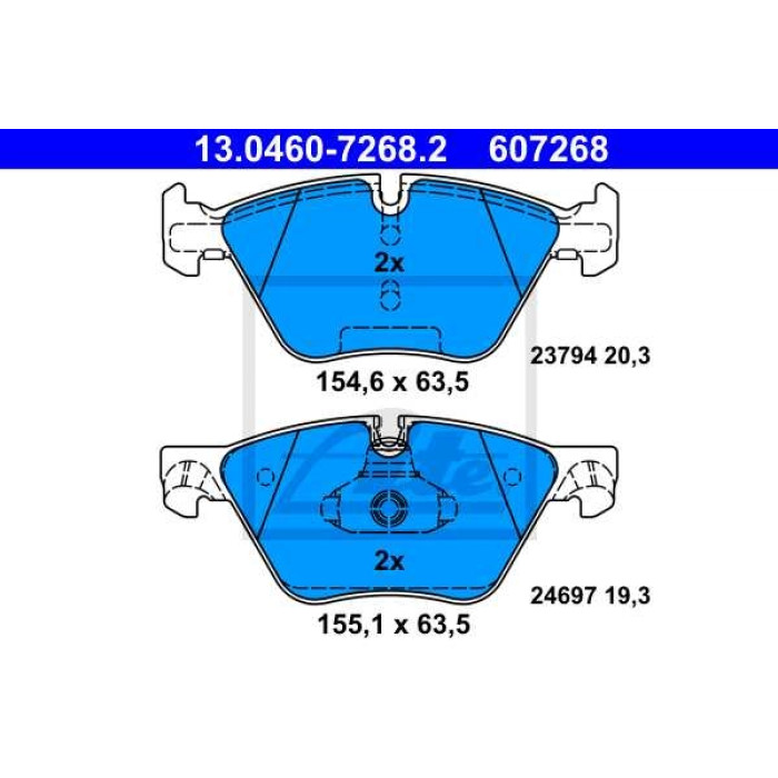 ATE 13.0460-7268.2 Bremsbeläge für BMW 5er, exkl. Verschleißwarnkontakt ATE 13.0460-7268.2 Bremsbeläge für BMW 5er, exkl. Verschleißwarnkontakt