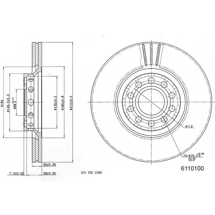 Metzger 6110100 Bremsscheibe