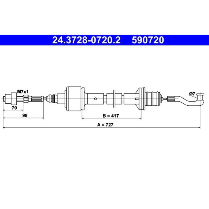 ATE 24.3728-0720.2 Seilzug, Kupplungsbetätigung ATE 24.3728-0720.2 Seilzug, Kupplungsbetätigung