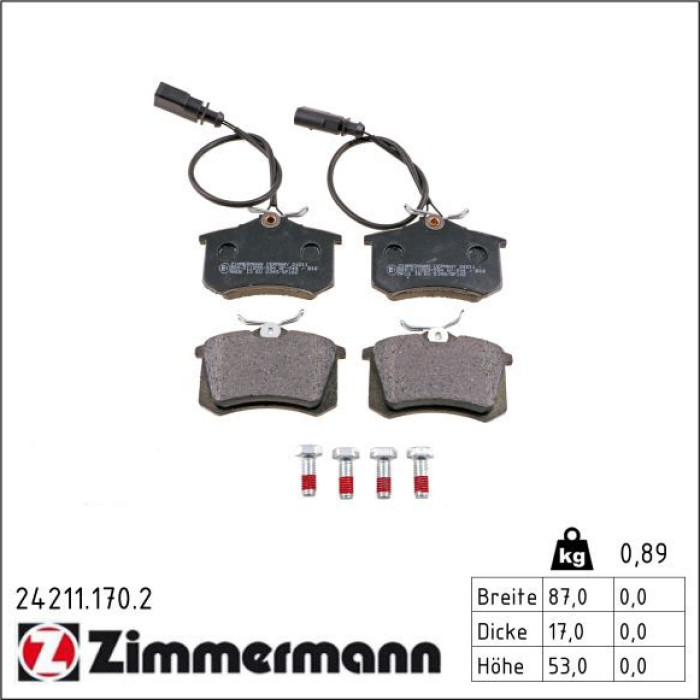 Zimmermann 24211.170.2 Bremsbelagsatz, Scheibenbremse Zimmermann 24211.170.2 Bremsbelagsatz, Scheibenbremse