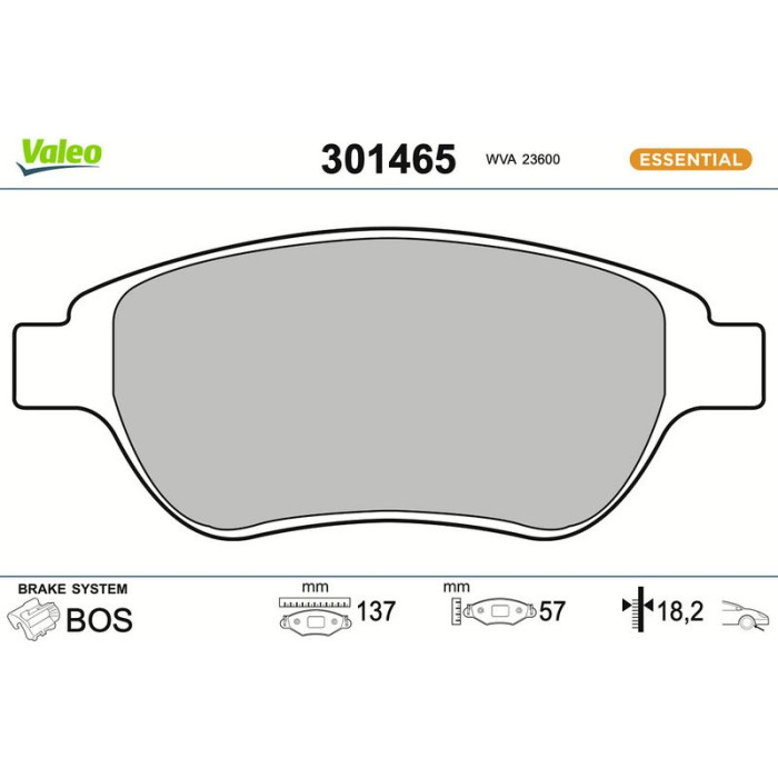 Valeo 301465 Bremsbelagsatz, Scheibenbremse ESSENTIAL Valeo 301465 Bremsbelagsatz, Scheibenbremse ESSENTIAL