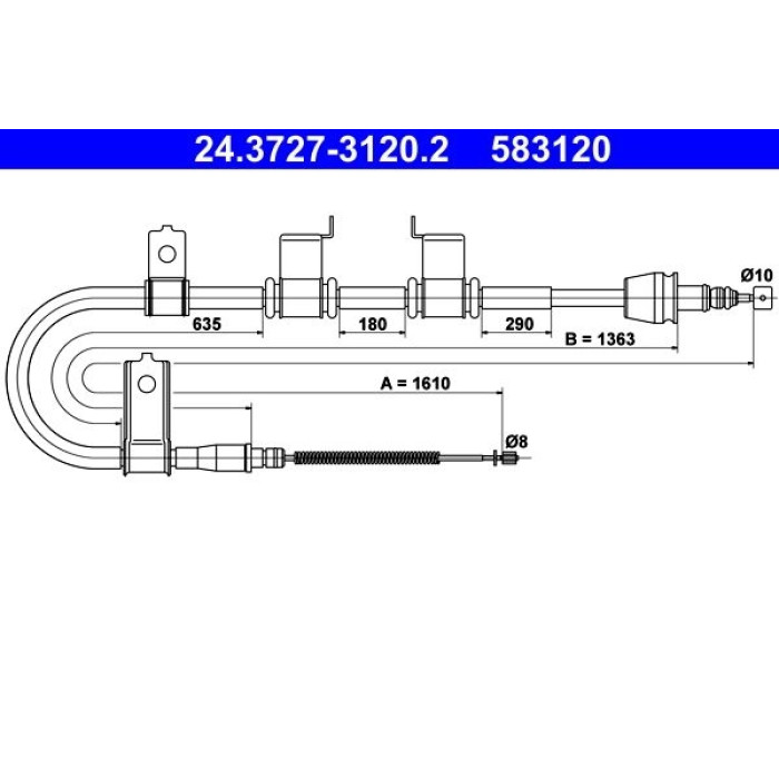 ATE 24.3727-3120.2 Seilzug, Feststellbremse ATE 24.3727-3120.2 Seilzug, Feststellbremse