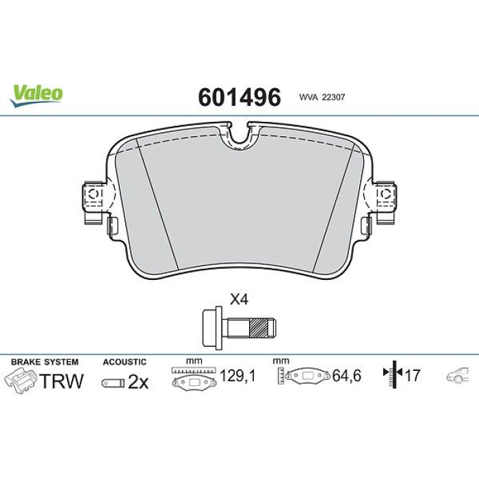 Valeo 601496 Bremsbelagsatz, Scheibenbremse Valeo 601496 Bremsbelagsatz, Scheibenbremse