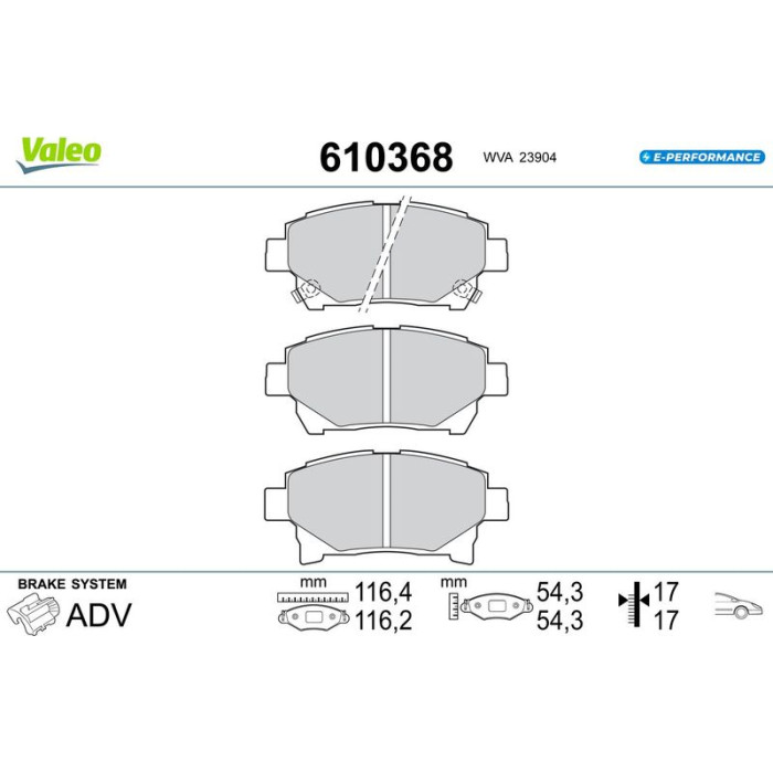 Valeo 610368 Bremsbelagsatz, Scheibenbremse E-PERFORMANCE