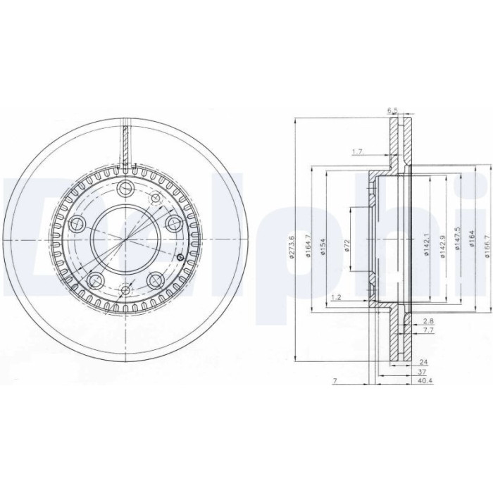Delphi BG3724 Bremsscheibe Delphi BG3724 Bremsscheibe