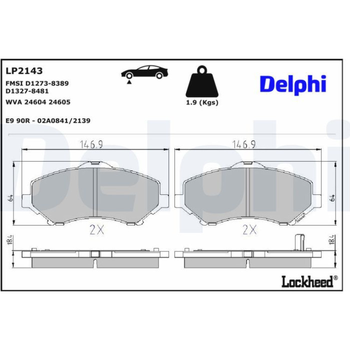 Delphi LP2143 Bremsbelagsatz, Scheibenbremse