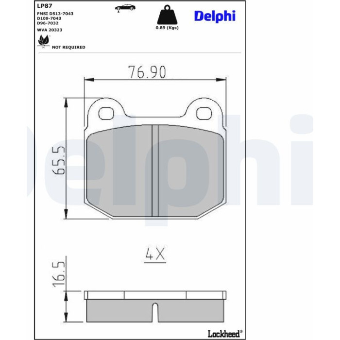 Delphi LP87 Bremsbelagsatz, Scheibenbremse Delphi LP87 Bremsbelagsatz, Scheibenbremse