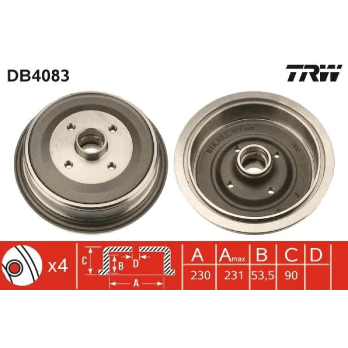 TRW DB4083 Bremstrommel
