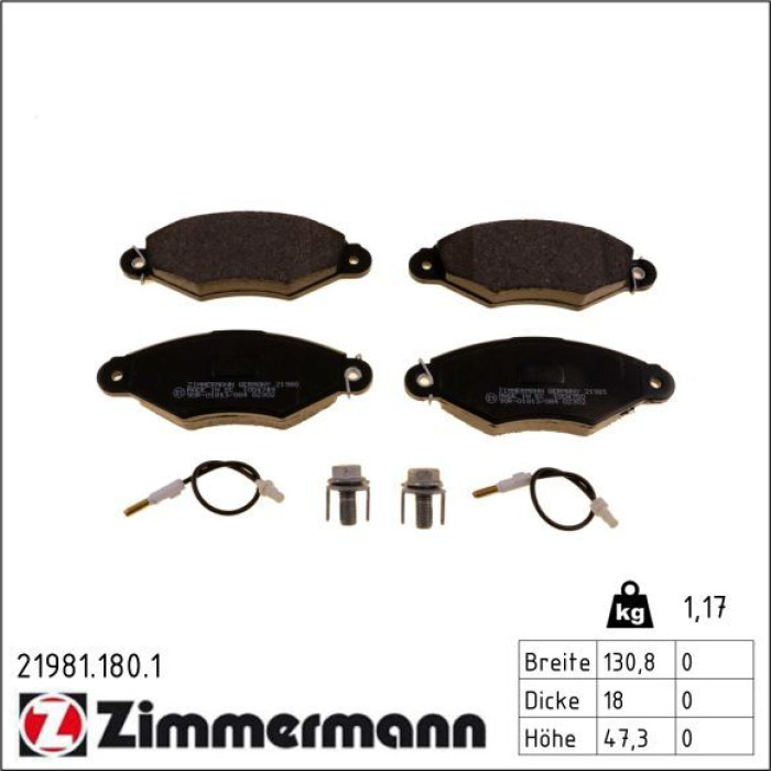 Zimmermann 21981.180.1 Bremsbelagsatz, Scheibenbremse Zimmermann 21981.180.1 Bremsbelagsatz, Scheibenbremse