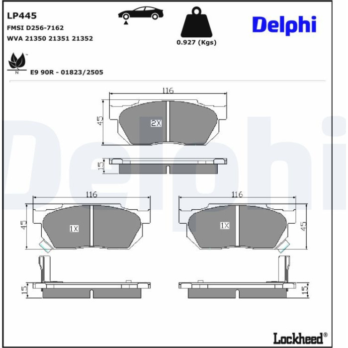 Delphi LP445 Bremsbelagsatz, Scheibenbremse