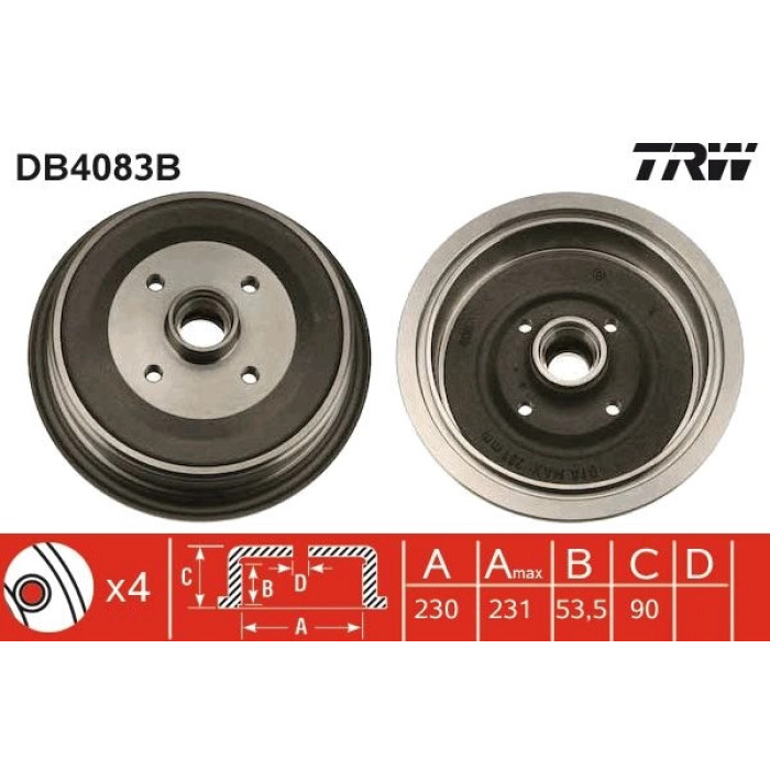 TRW DB4083B Bremstrommel