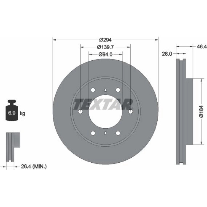 Textar 92180203 Bremsscheibe PRO Textar 92180203 Bremsscheibe PRO