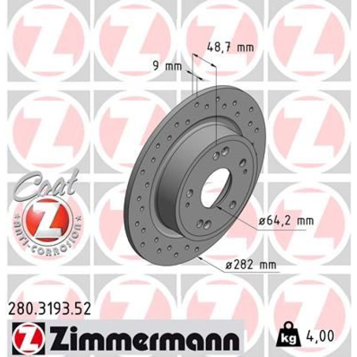 Zimmermann 280.3193.52 Bremsscheibe SPORT Z Zimmermann 280.3193.52 Bremsscheibe SPORT Z
