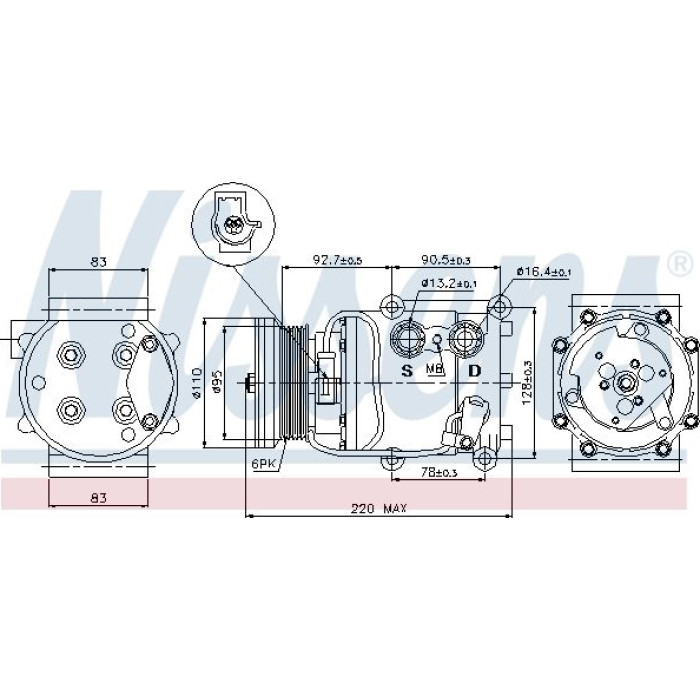 Nissens 89071 Kompressor, Klimaanlage FIRST FIT