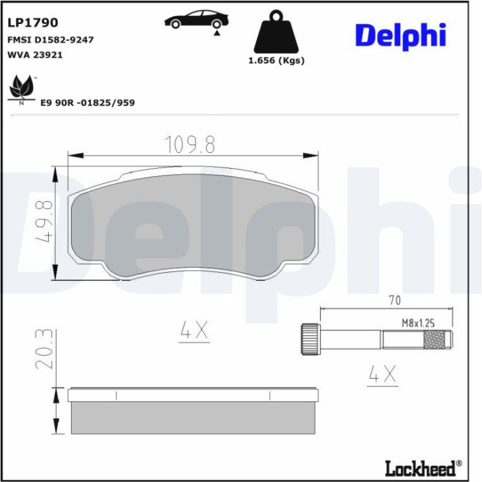 Delphi LP1790 Bremsbelagsatz, Scheibenbremse