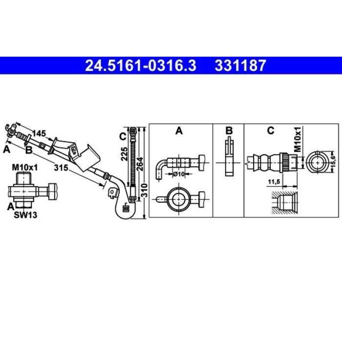 ATE 24.5161-0316.3 Bremsschlauch