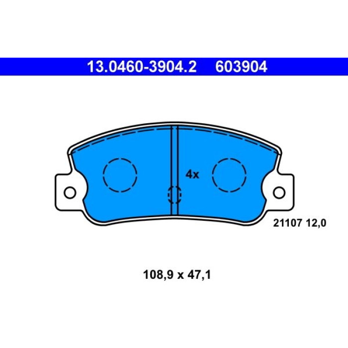 ATE 13.0460-3904.2 Bremsbelagsatz, Scheibenbremse ATE 13.0460-3904.2 Bremsbelagsatz, Scheibenbremse