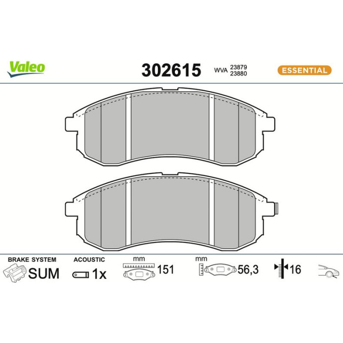 Valeo 302615 Bremsbelagsatz, Scheibenbremse ESSENTIAL