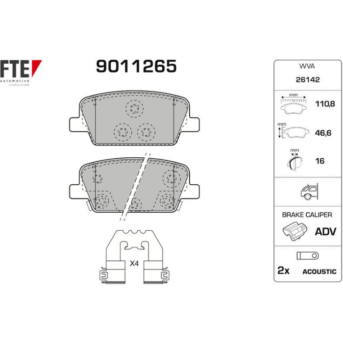 FTE 9011265 Bremsbelagsatz, Scheibenbremse FTE 9011265 Bremsbelagsatz, Scheibenbremse