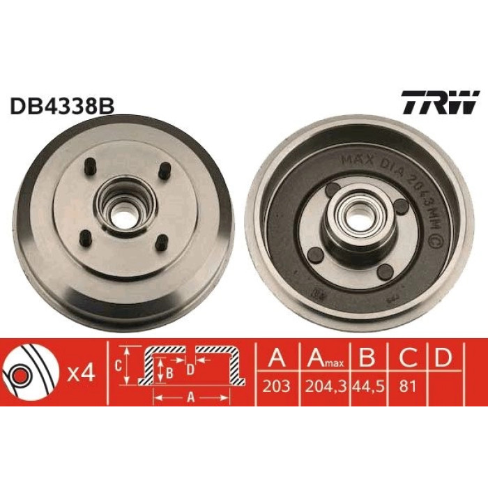 TRW DB4338B Bremstrommel TRW DB4338B Bremstrommel