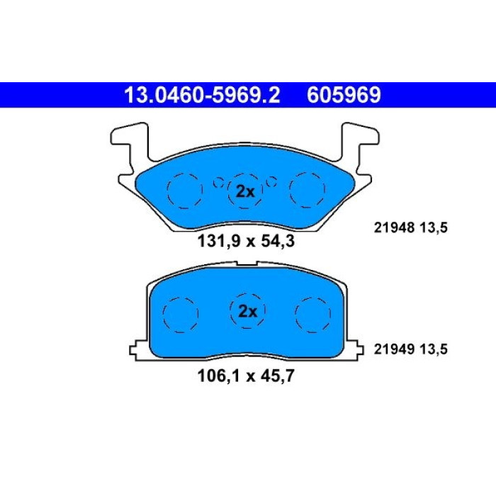 ATE 13.0460-5969.2 Bremsbelagsatz, Scheibenbremse ATE 13.0460-5969.2 Bremsbelagsatz, Scheibenbremse