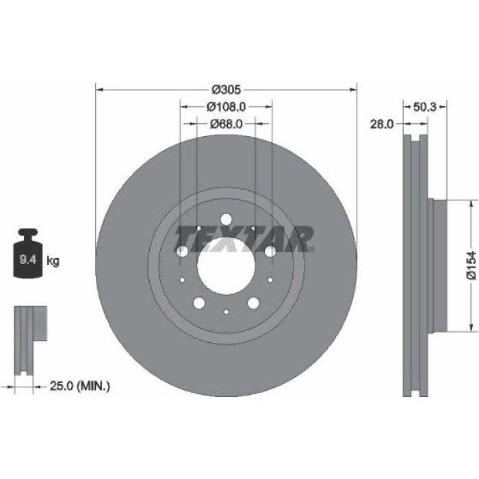 Textar 92100603 Bremsscheibe PRO Textar 92100603 Bremsscheibe PRO