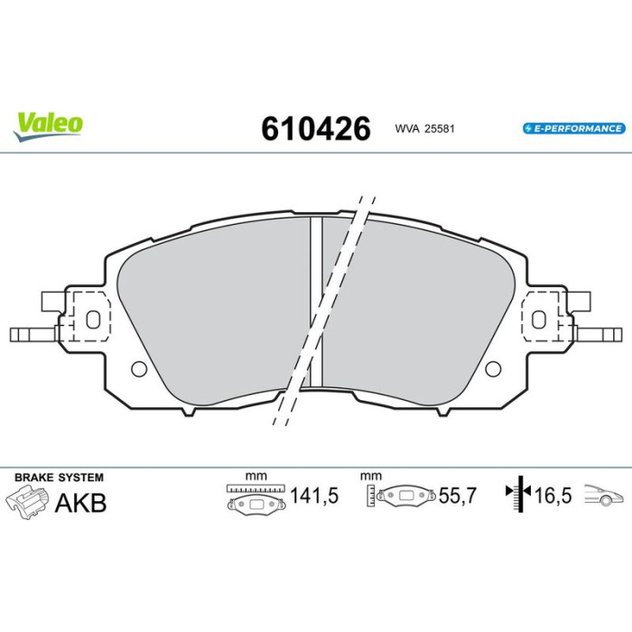 Valeo 610426 Bremsbelagsatz, Scheibenbremse E-PERFORMANCE Valeo 610426 Bremsbelagsatz, Scheibenbremse E-PERFORMANCE
