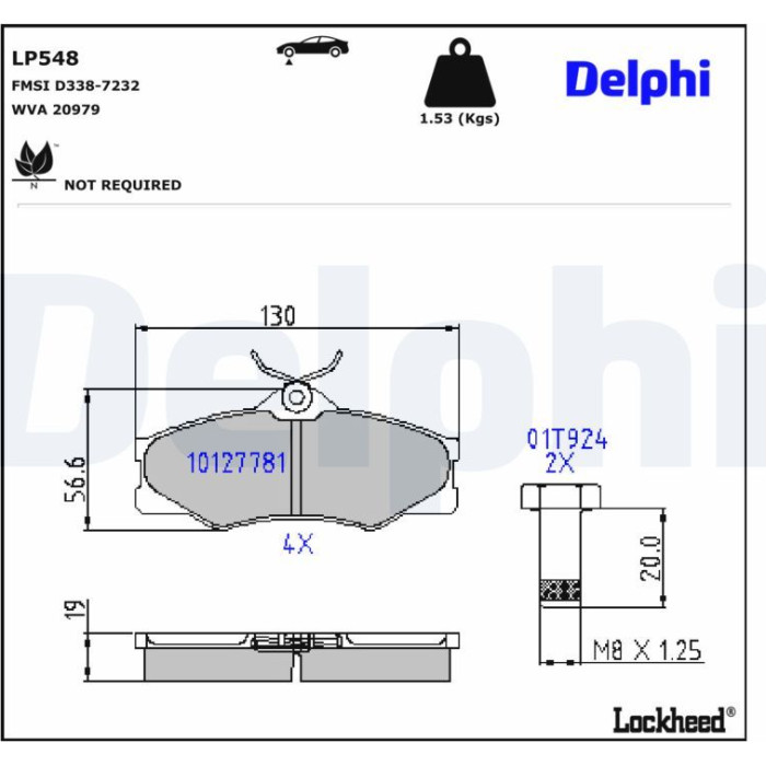 Delphi LP548 Bremsbelagsatz, Scheibenbremse