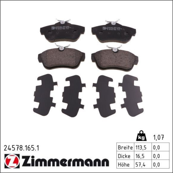 Zimmermann 24578.165.1 Bremsbelagsatz, Scheibenbremse Zimmermann 24578.165.1 Bremsbelagsatz, Scheibenbremse
