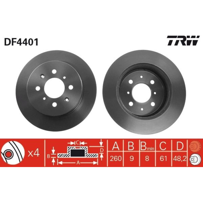 TRW DF4401 Bremsscheibe TRW DF4401 Bremsscheibe