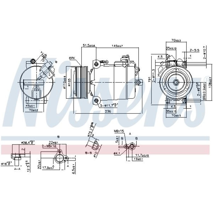 Nissens 890043 Kompressor, Klimaanlage FIRST FIT